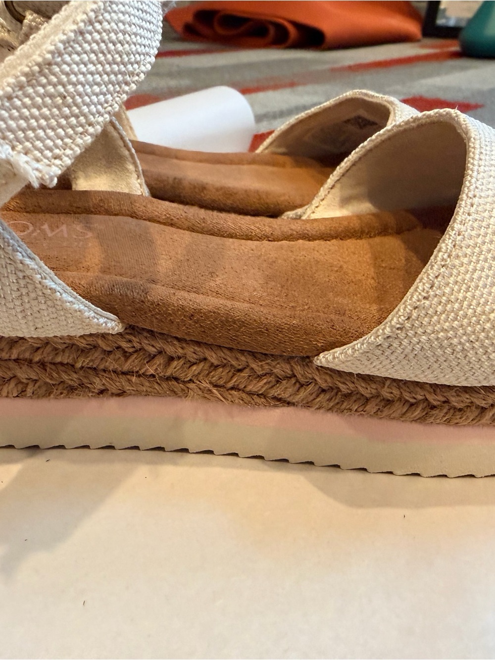 TOMS Diana Platform Wedge Sandals Natural Canvas Espadrille Size 4 NEW - Picture 6 of 10